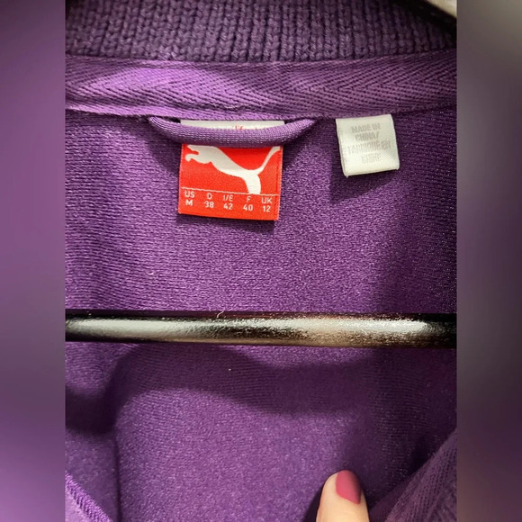 Puma 48 track jacket cheetah print purple cowl neck womens size medium - Picture 12 of 12